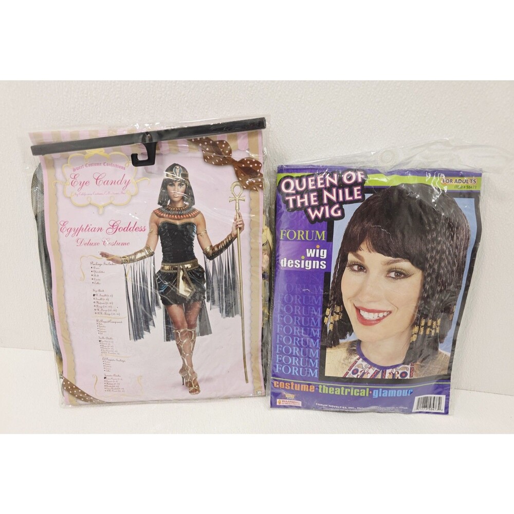 SEXY EGYPTIAN GODDESS DELUXE COSTUME EYE CANDY SIze  X-Small With Wig